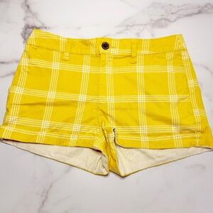 Mid Rise Plaid Chino Shorts